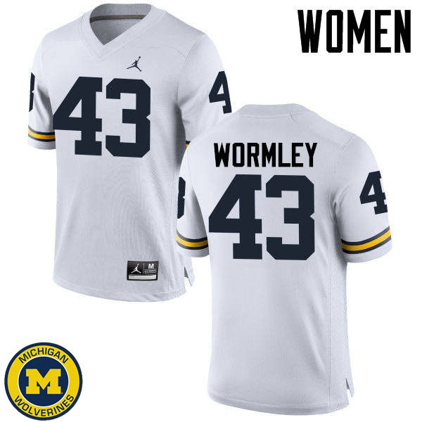 Women Michigan Wolverines #43 Chris Wormley White NCAA Football Jersey